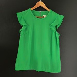 J. Crew Green Cap Sleeve Blouse